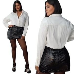 Mare Mare Women’s Plus Size 2X Black & White Sequins Mini Dress NYW Holiday